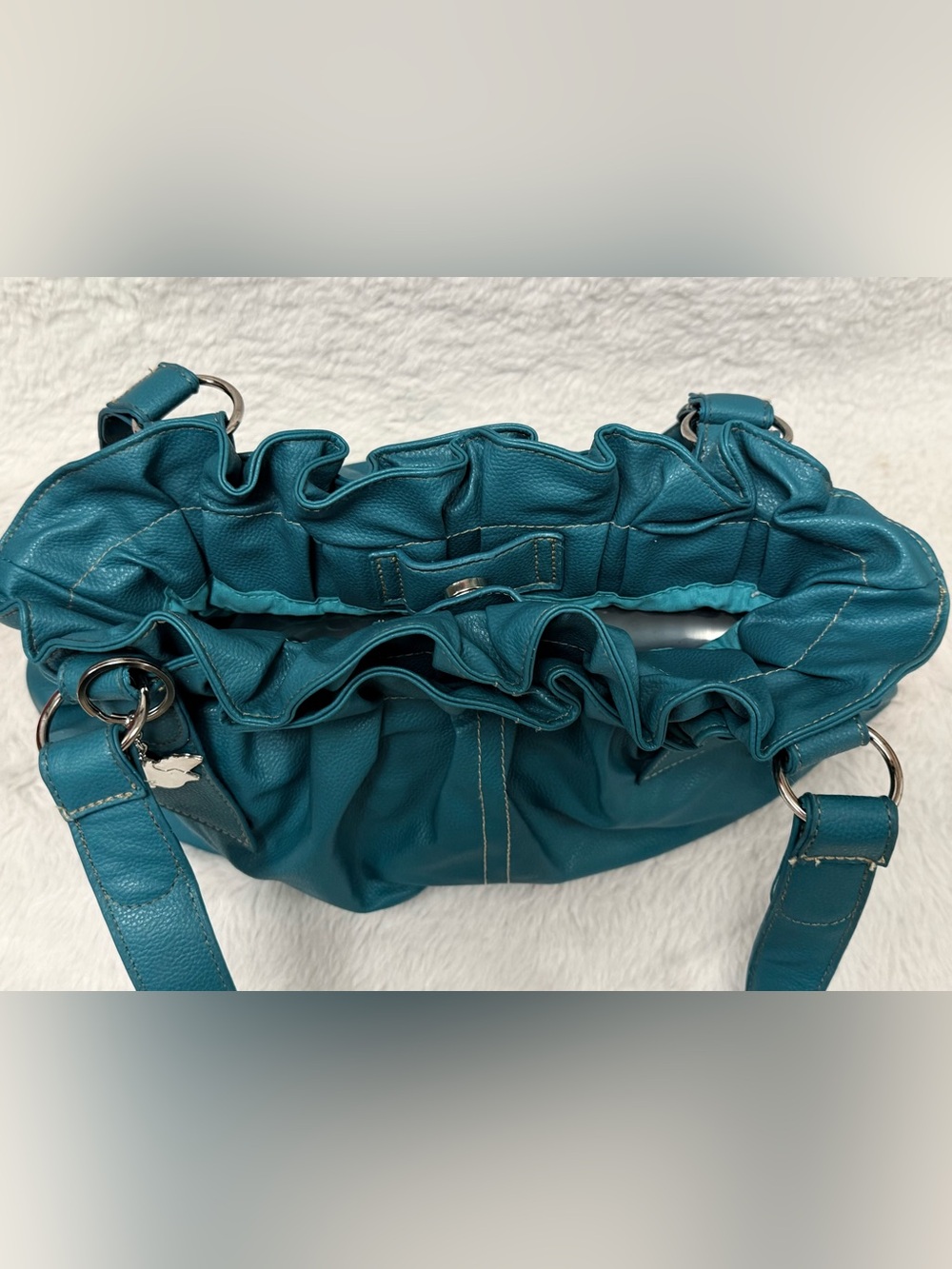 Selena Gomez Teal Ruffled-Top Shoulder Bag- Dream Out Loud Collection - Picture 9 of 14